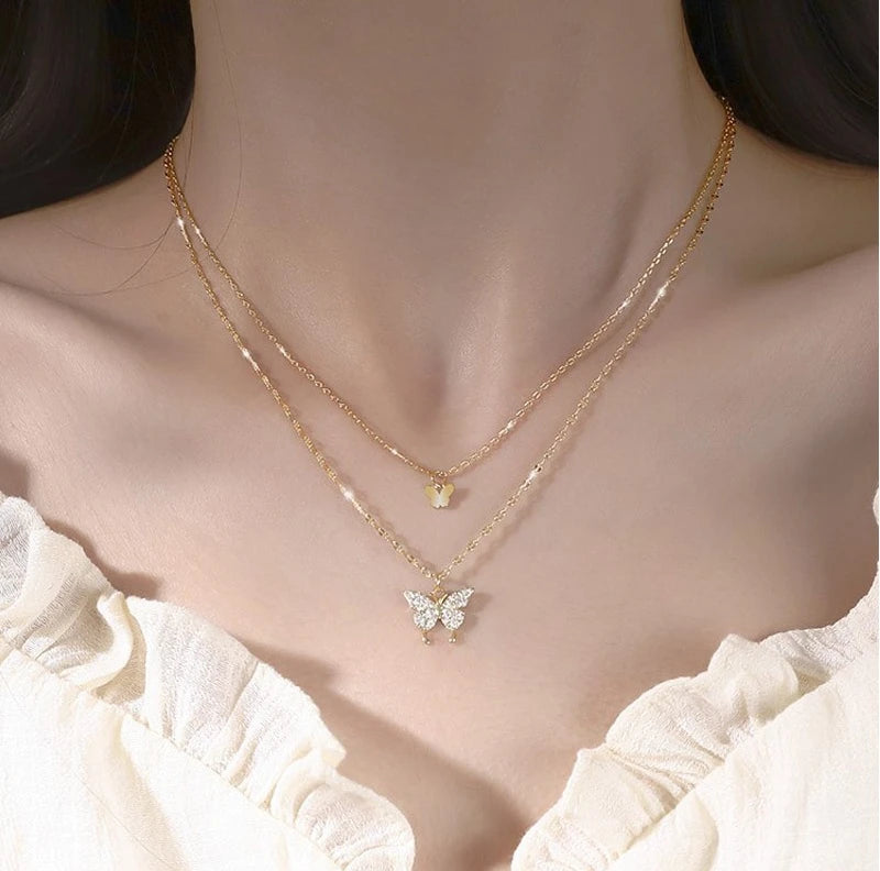 Double Layer Butterfly Necklace 【Buy One Get One Free】