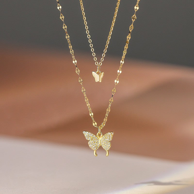 Double Layer Butterfly Necklace 【Buy One Get One Free】