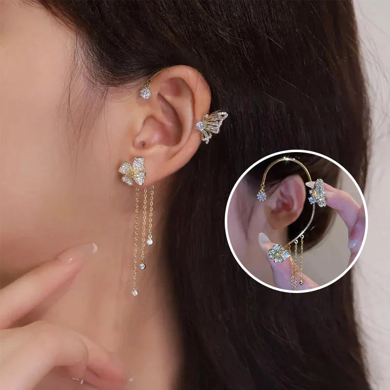 Zircon Flower Butterfly Ear Clip (Hot sale)