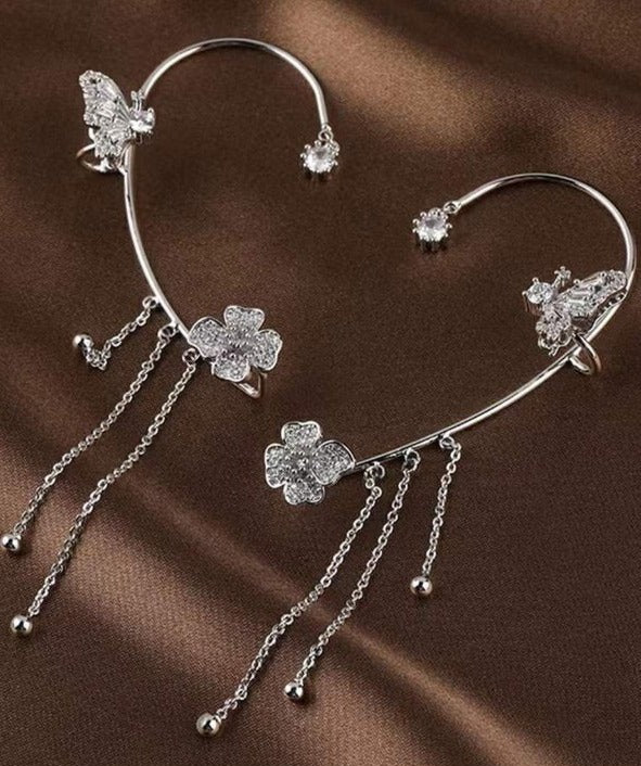 Zircon Flower Butterfly Ear Clip (Hot sale)