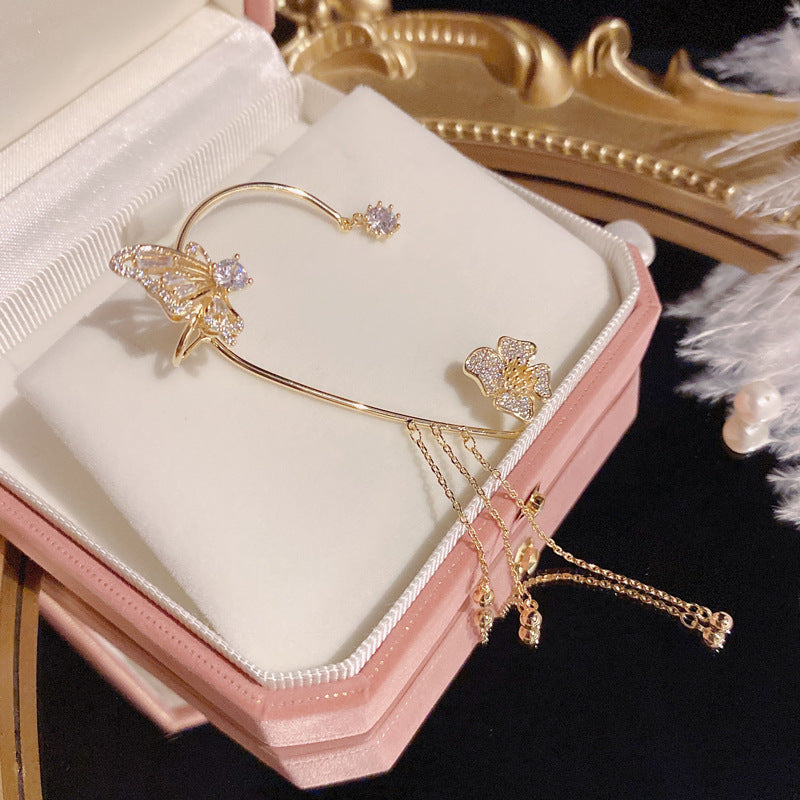 Zircon Flower Butterfly Ear Clip (Hot sale)
