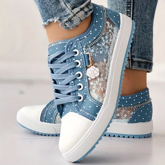 Women's Floral Denim Lace Hollow Shoes