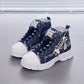 Women’s High-Top Patchwork Denim Shoes