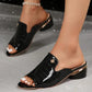 Women's Open Toe Chunky Heeled Slides