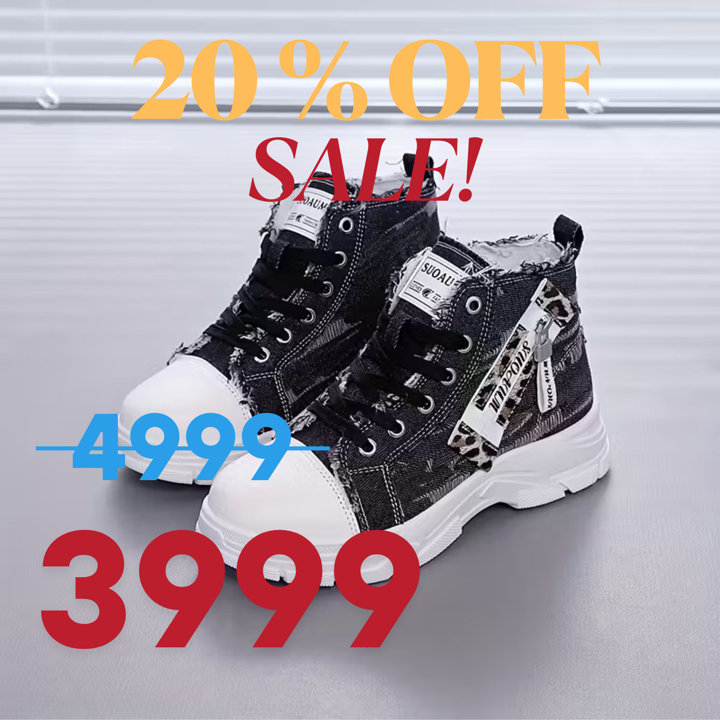 Women's High-top Denim Shoes