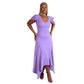 Lotus leaf sleeves V-neck slim irregular skirt solid color high waist mid-length skirt