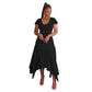 Lotus leaf sleeves V-neck slim irregular skirt solid color high waist mid-length skirt