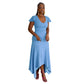 Lotus leaf sleeves V-neck slim irregular skirt solid color high waist mid-length skirt