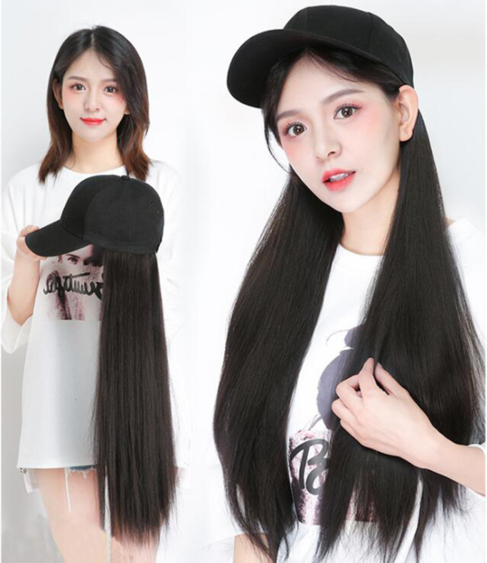 Fashionable Long Straight Hair Cap Wig [24 inches]