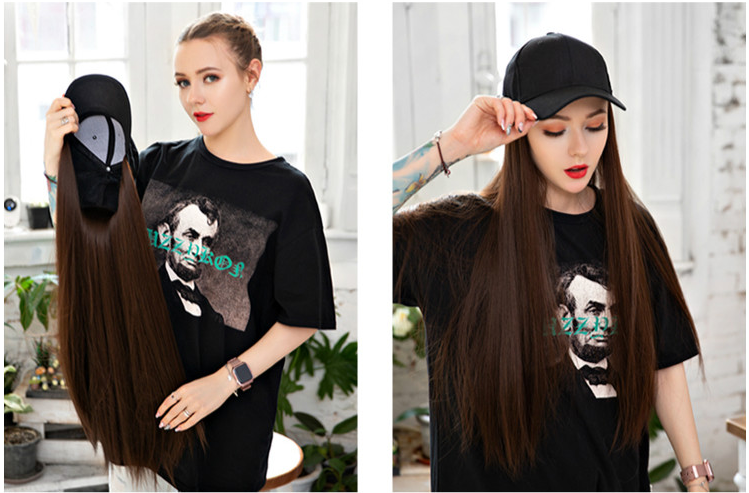Fashionable Long Straight Hair Cap Wig [24 inches]