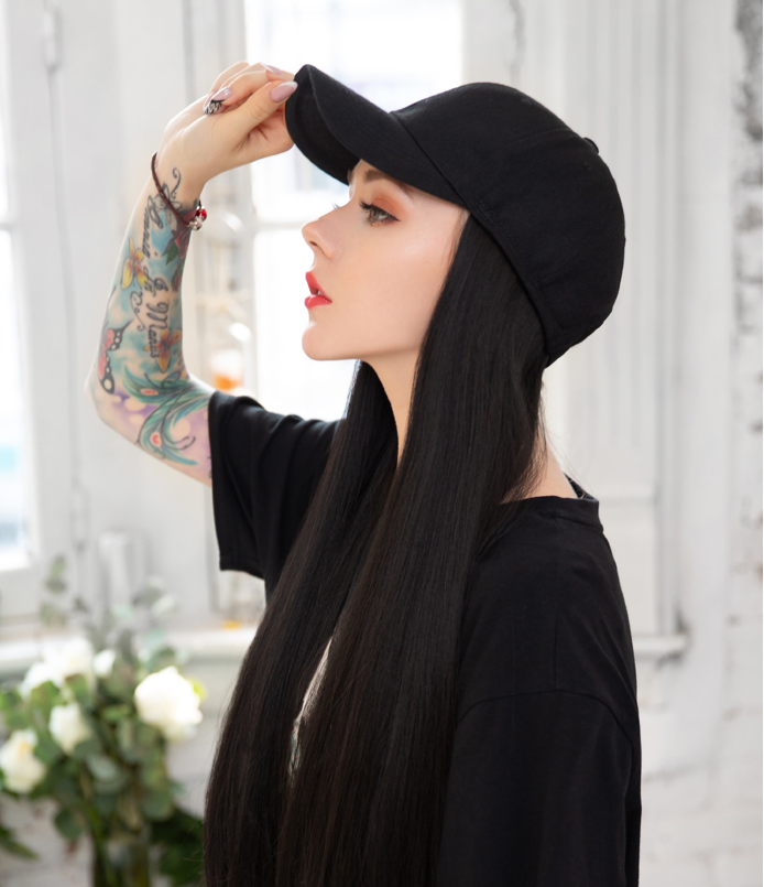 Fashionable Long Straight Hair Cap Wig [24 inches]