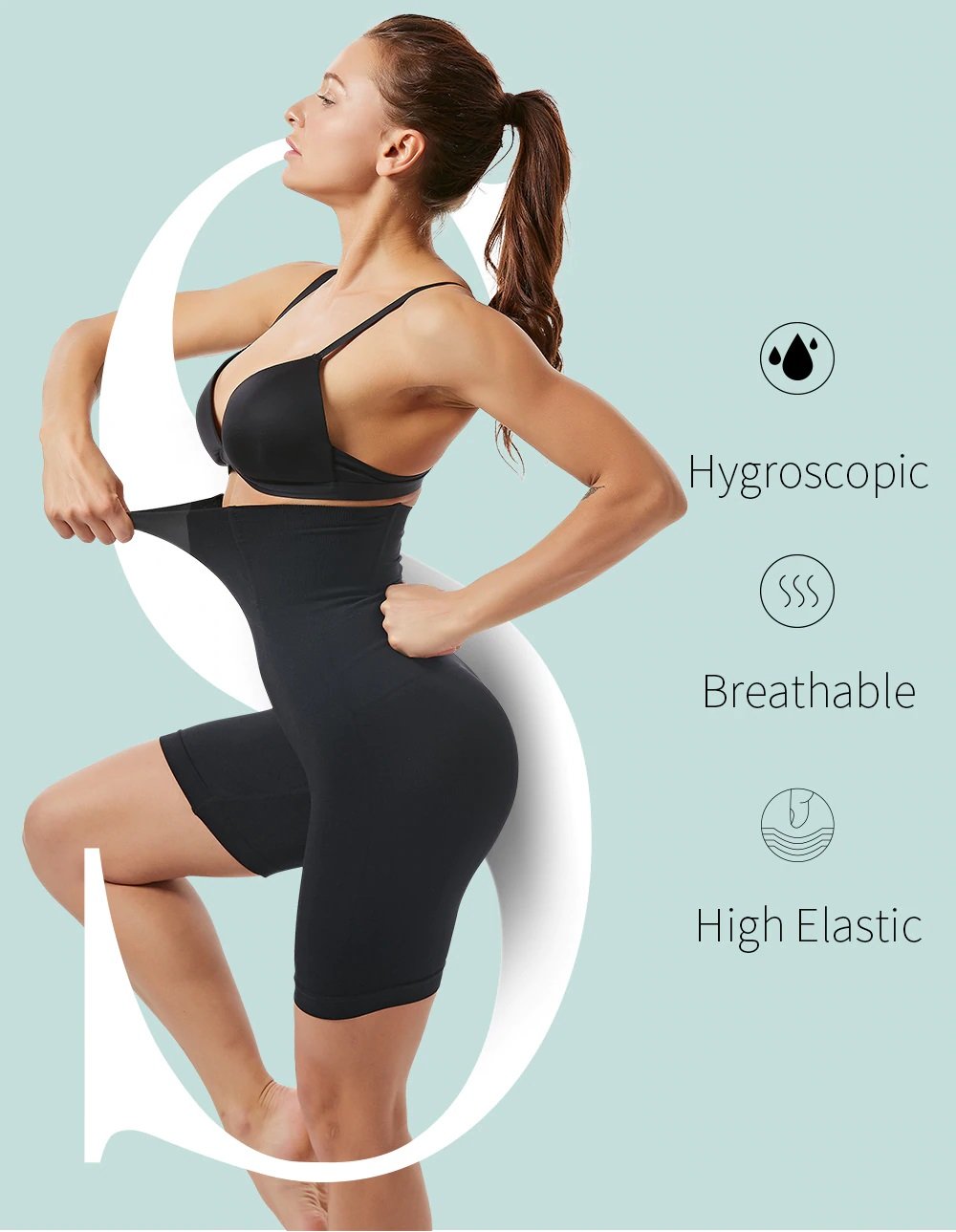 Super Fit™ High Waisted ShapeWear Shorts [Black Colour]