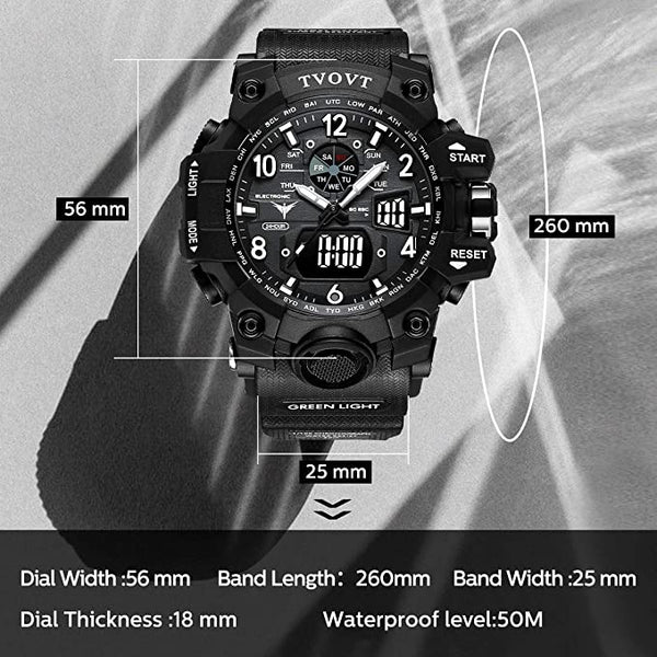 TVOVT Men's Sport Watch Waterproof Luminous