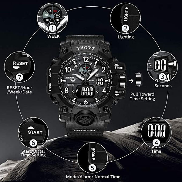TVOVT Men's Sport Watch Waterproof Luminous