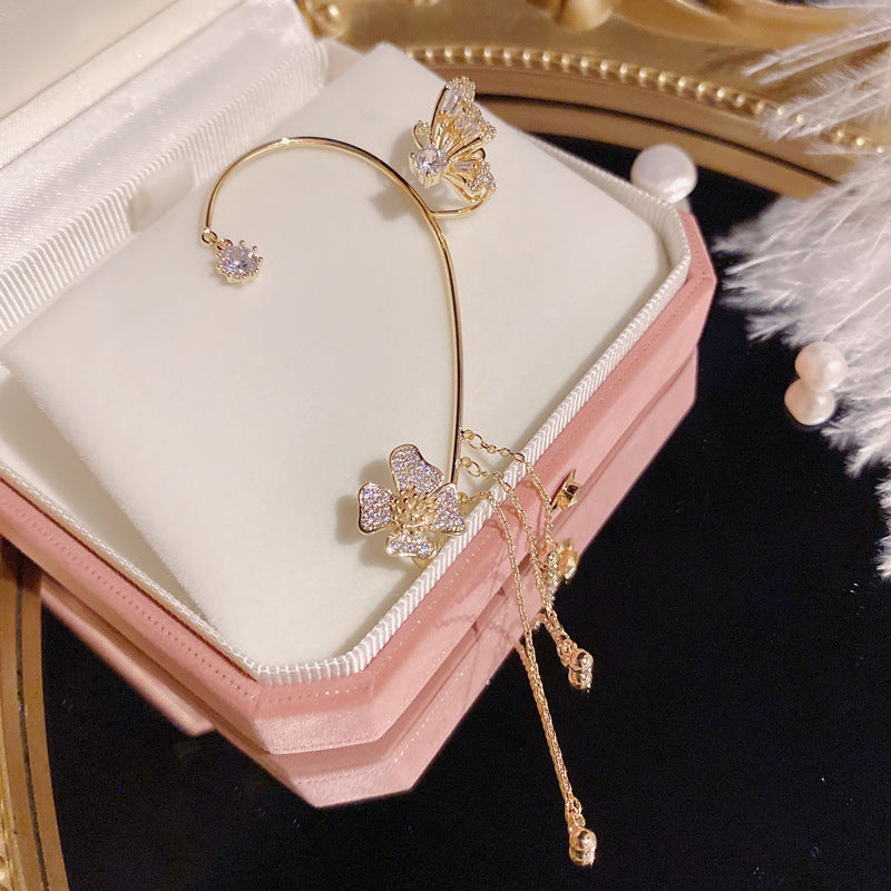 Zircon Flower Butterfly Ear Clip (Hot sale)
